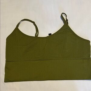 PINK Victoria’s Secret Olive Ribbed Sports Bra